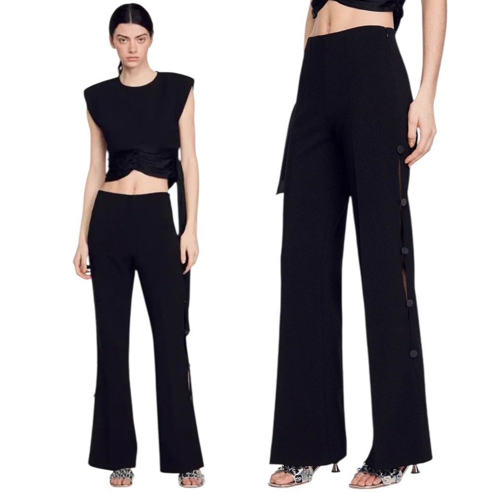 SANDRO PARIS ‘Lawrence’ Cutaway Sides Flared Pants